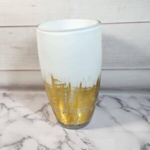 ProFlowers White Vase Gold Brushstrokes Glass - Decor Home Accent Floral Display